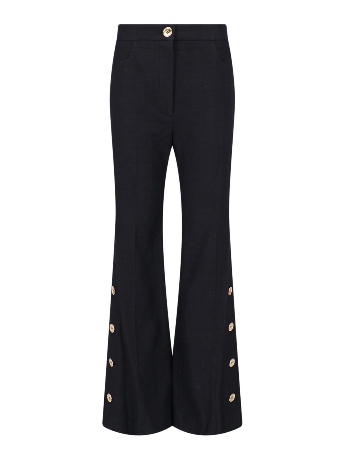 Shop Patou Trousers With Golden Button Detail In Black