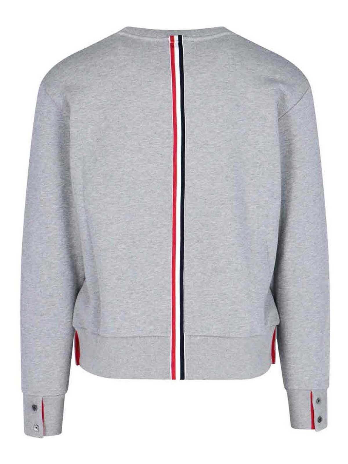 Shop Thom Browne Retro Tricolor Band Sweatshirt In Grey