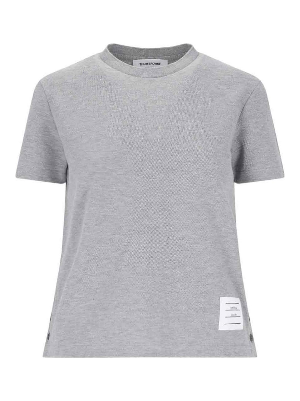 Thom Browne Tricolor Detail T-shirt On The Back In Grey