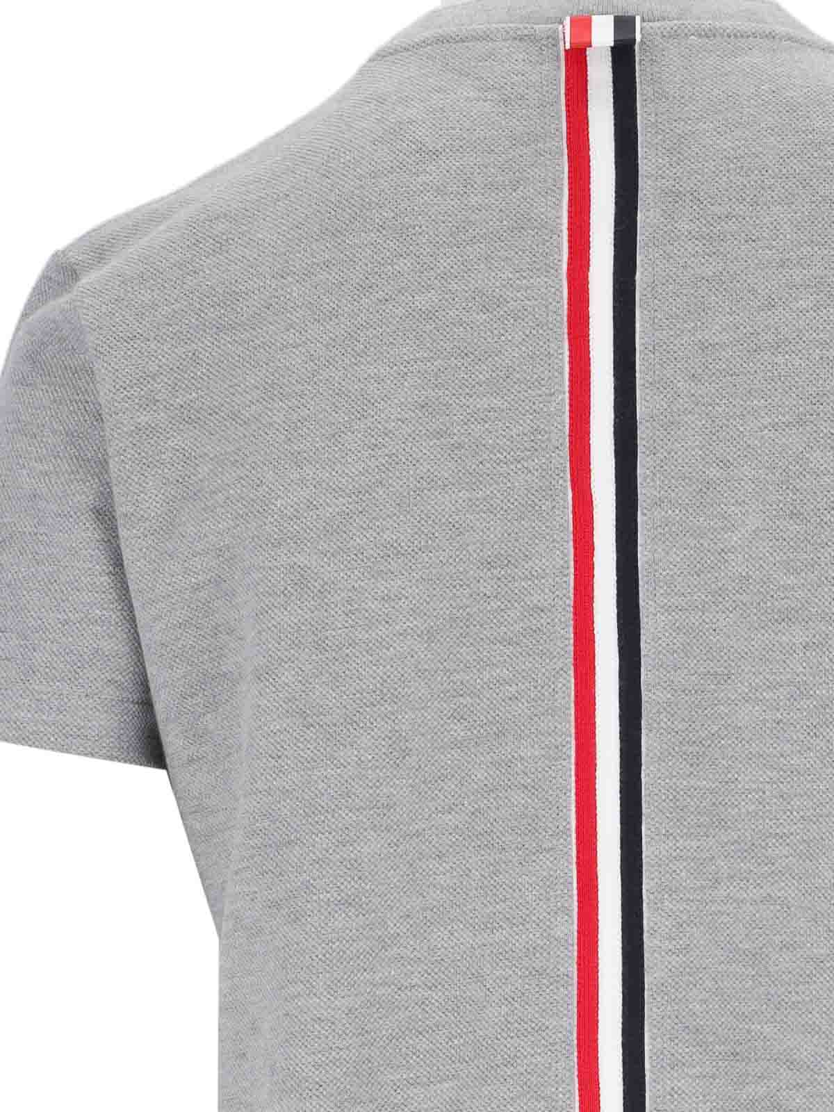 Shop Thom Browne Retro Tricolor Detail T-shirt In Grey