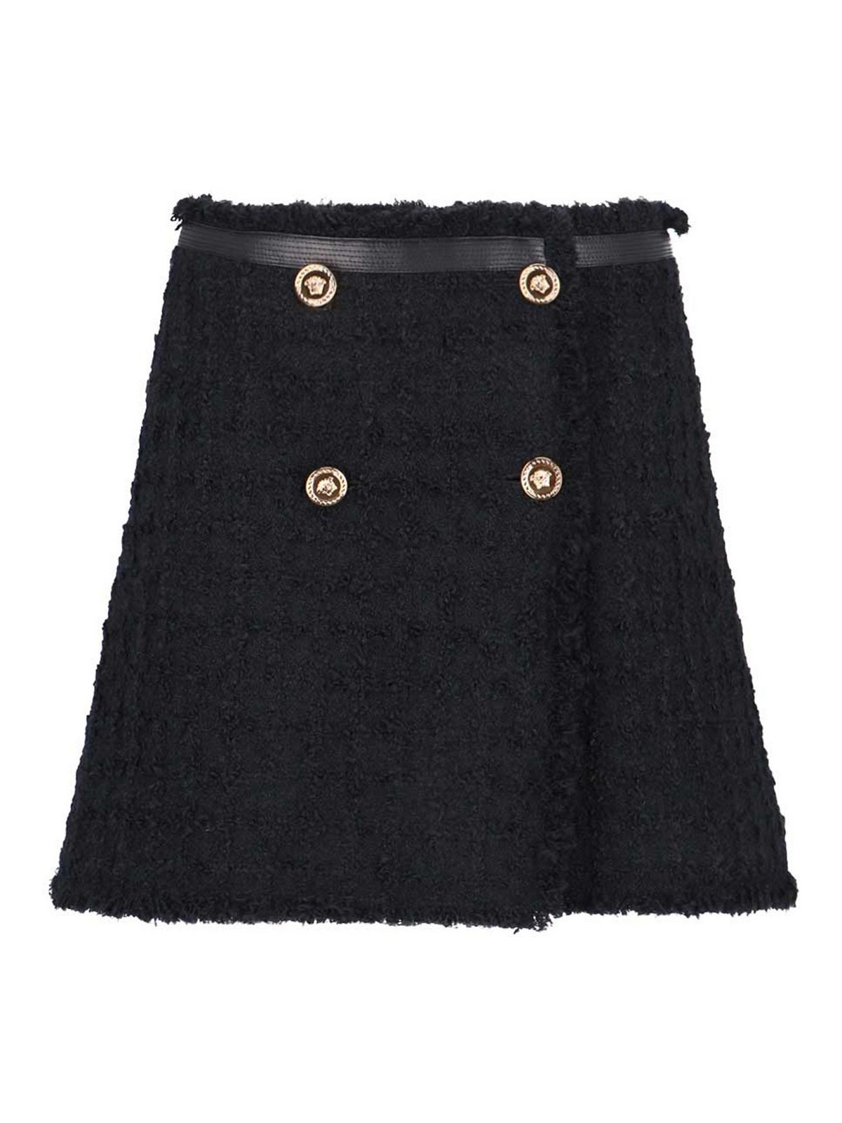 Versace Tweed Mini Skirt In Black