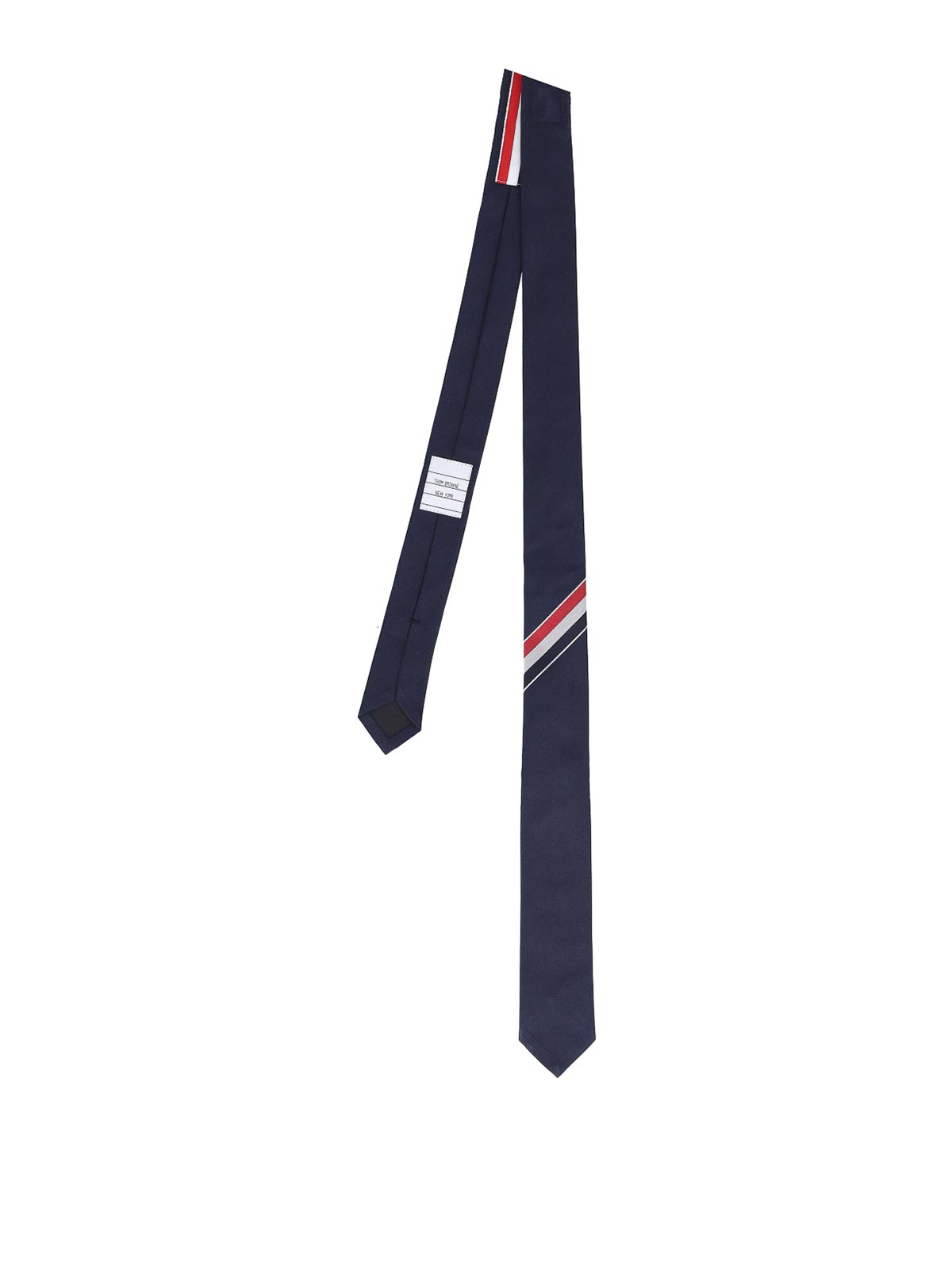 Thom Browne Striped Detail Tie In Blue