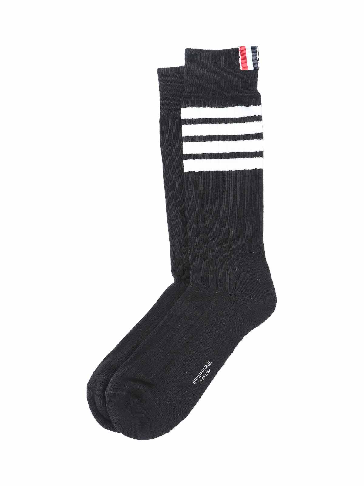 Shop Thom Browne Logo Socks In Black