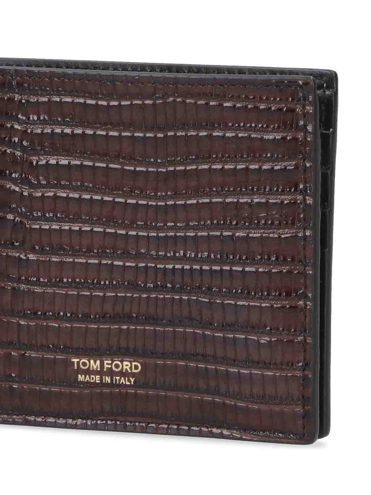 Shop Tom Ford Bi-fold Wallet In Brown