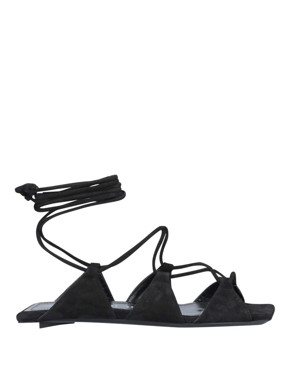 Attico Crossed Sandals In Black