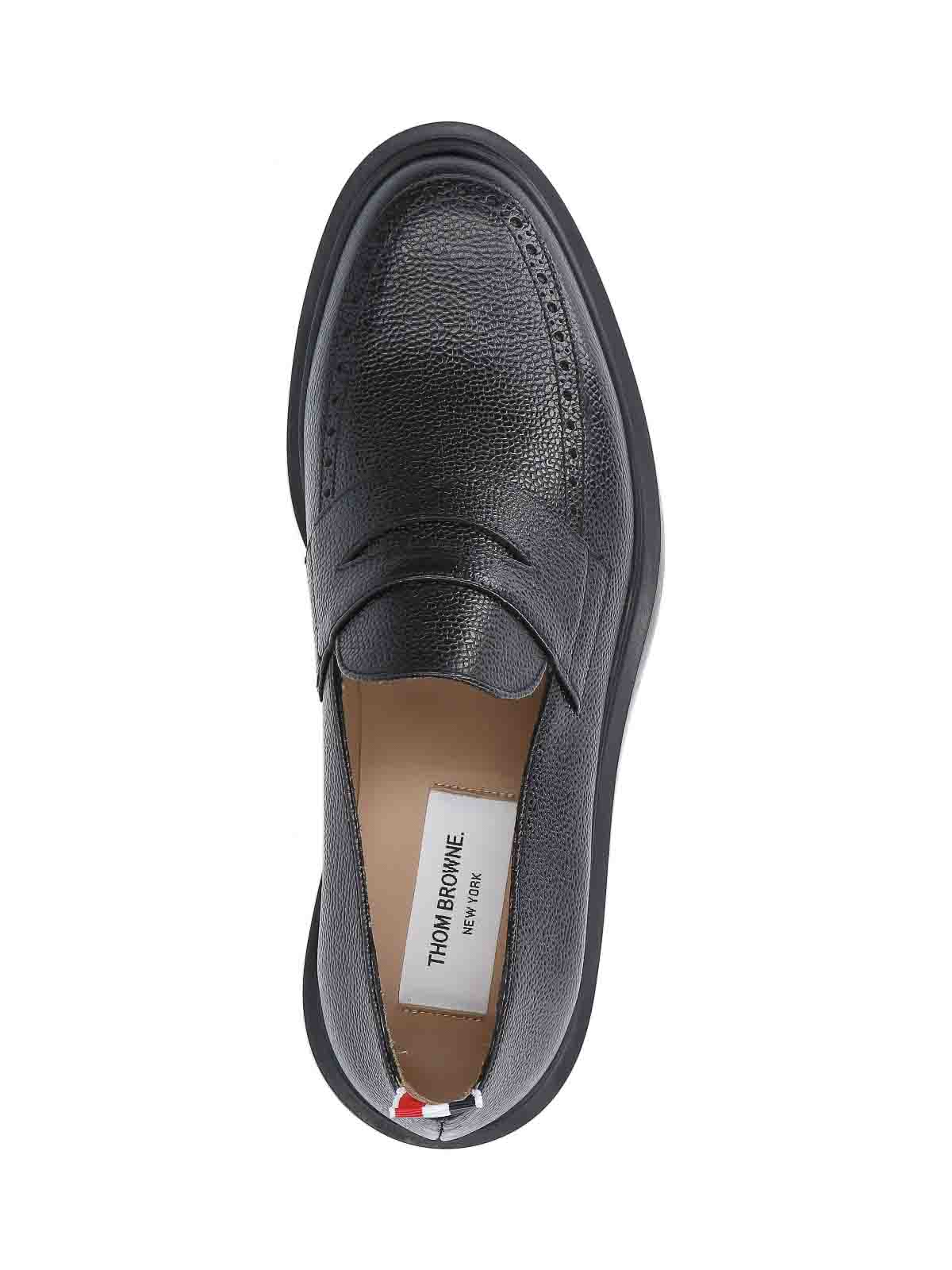 Shop Thom Browne Logo Loafers In Black