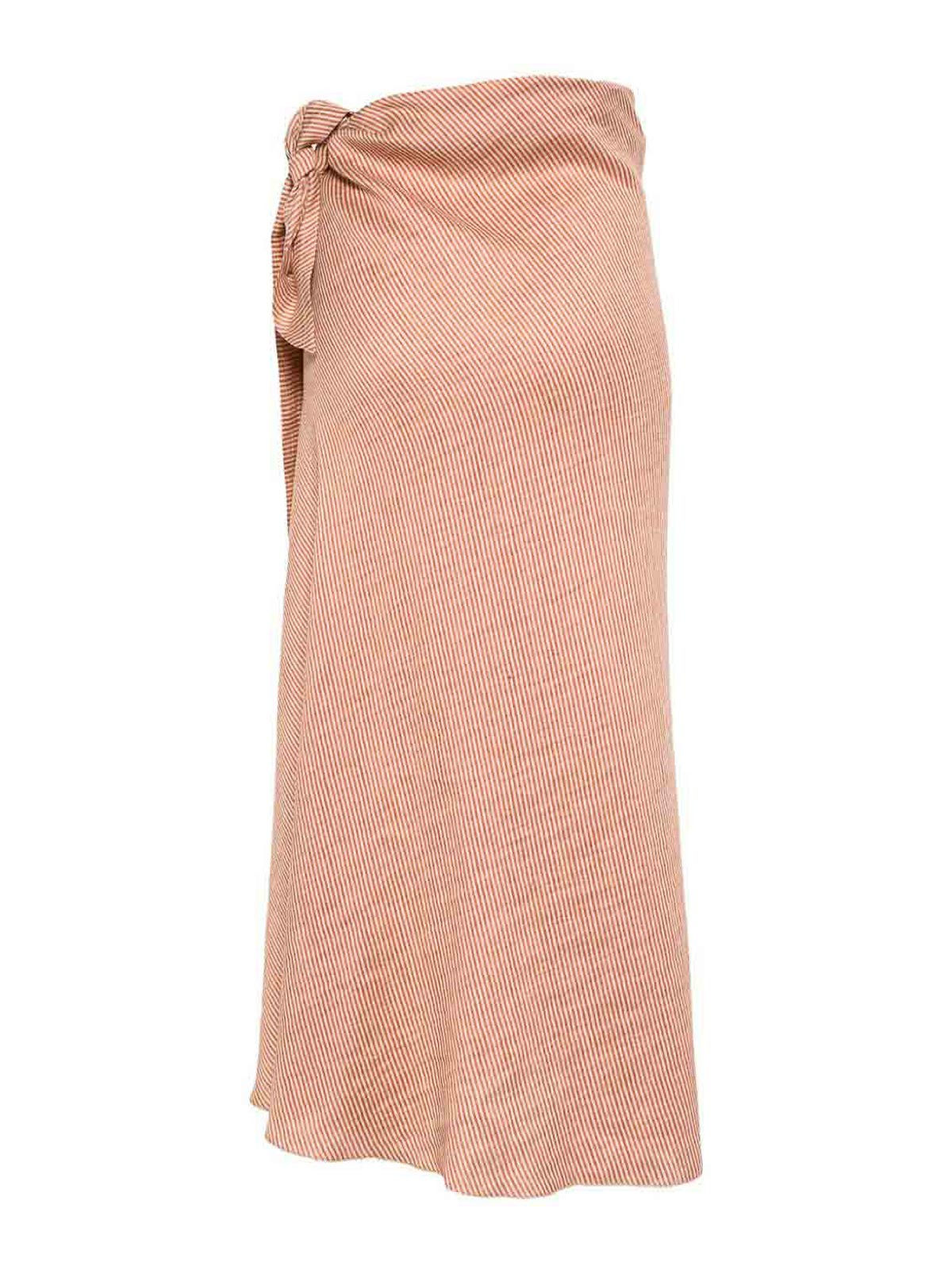 Shop Alysi Striped Long Skirt In Naranja