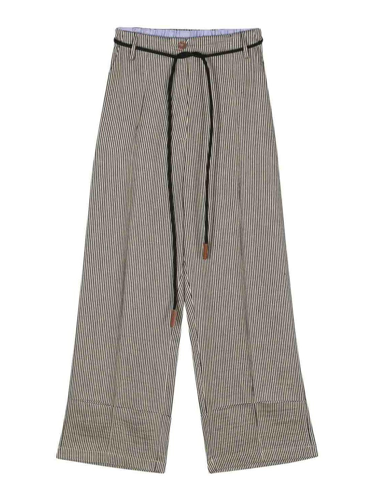 Alysi Striped Cropped Trousers In Gris
