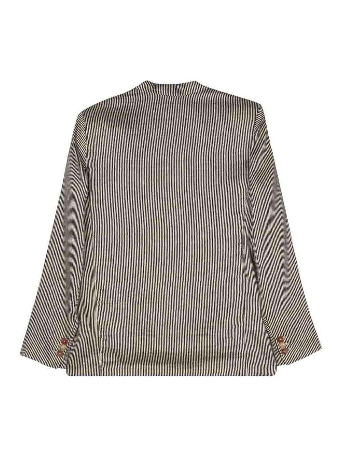 Shop Alysi Striped Single-breasted Jacket In Gris
