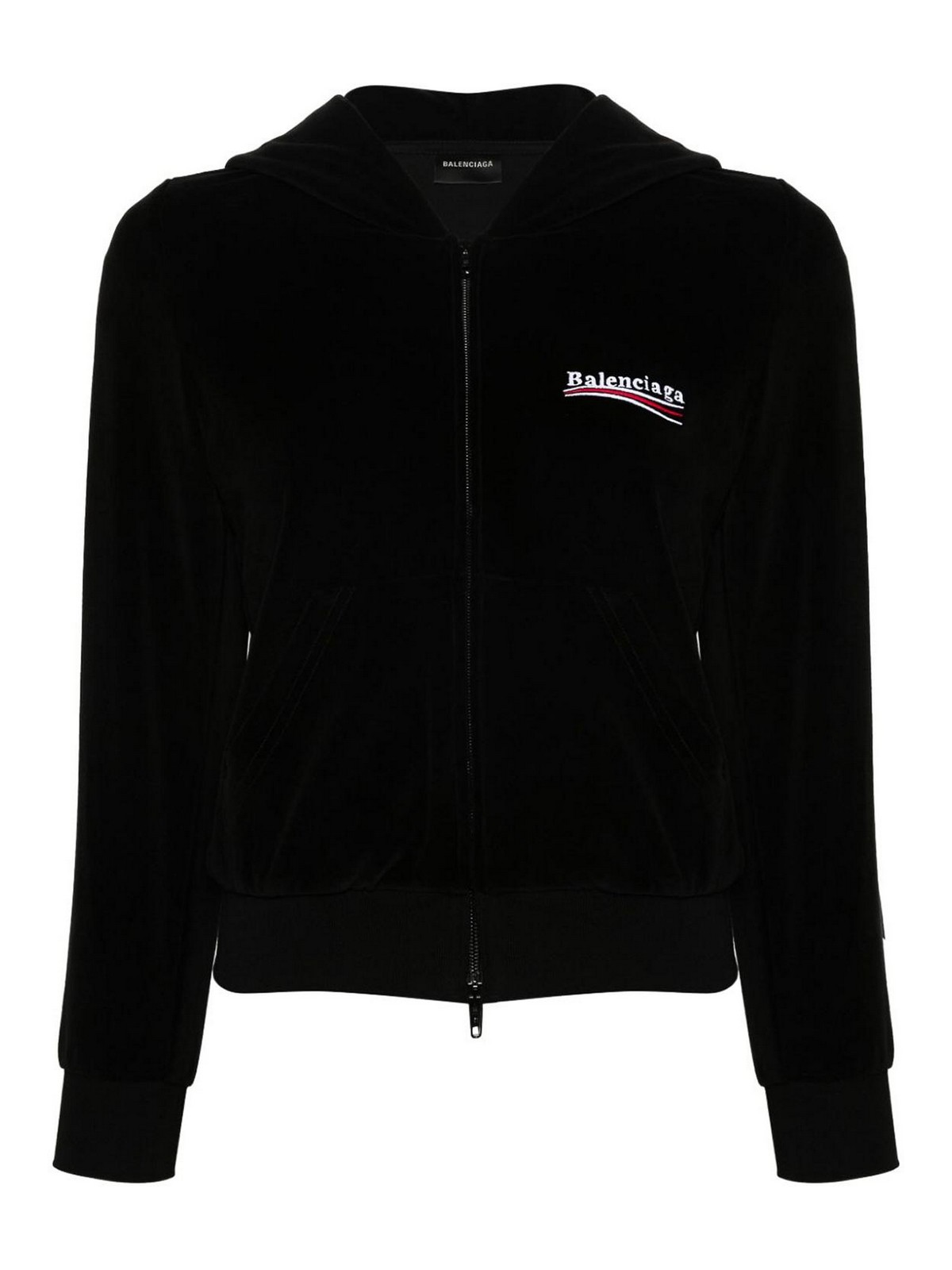 Shop Balenciaga Political Campaign Zip-up Hoodie In Negro