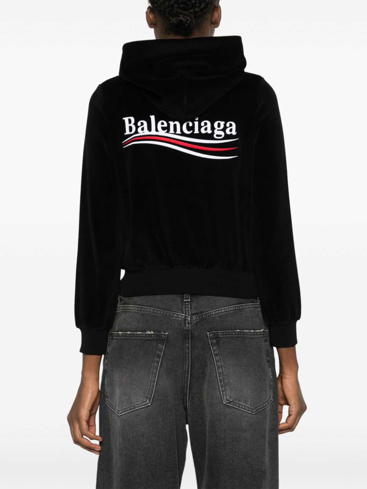 Shop Balenciaga Political Campaign Zip-up Hoodie In Negro
