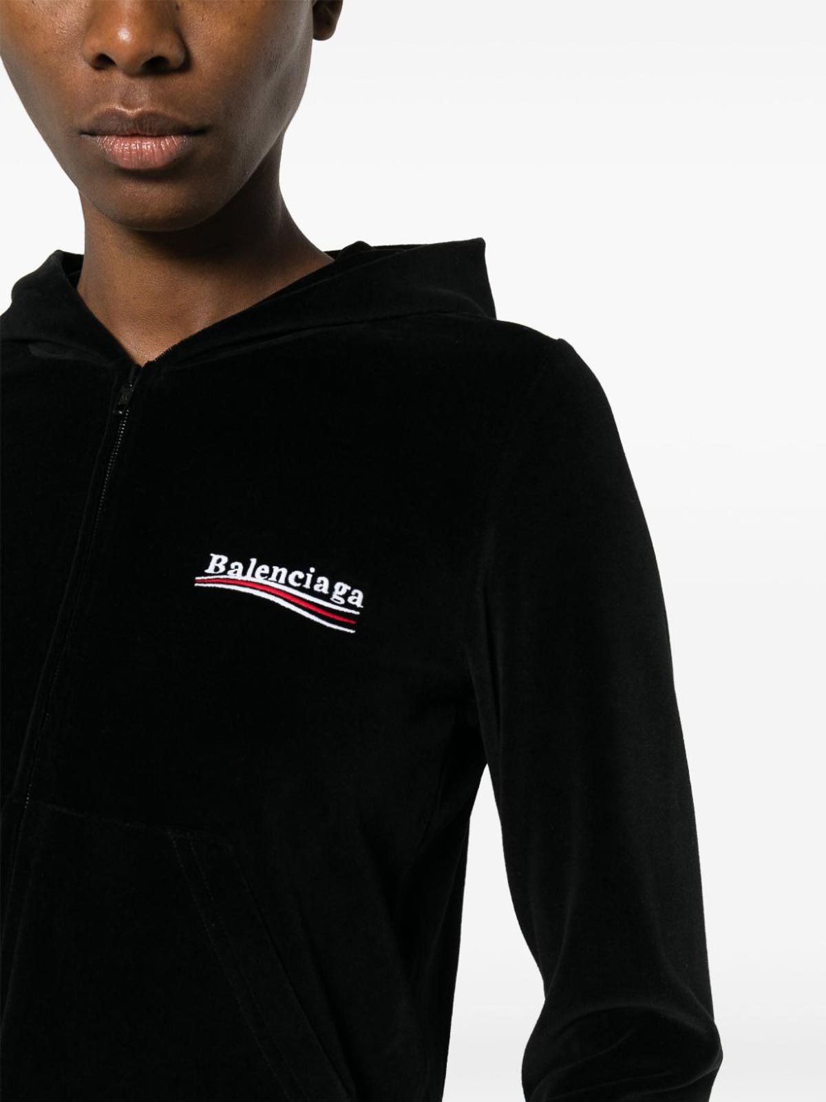 Shop Balenciaga Political Campaign Zip-up Hoodie In Negro