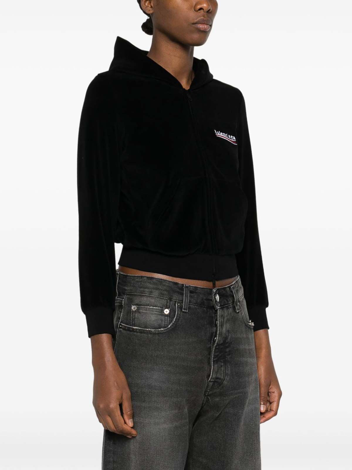 Shop Balenciaga Political Campaign Zip-up Hoodie In Negro