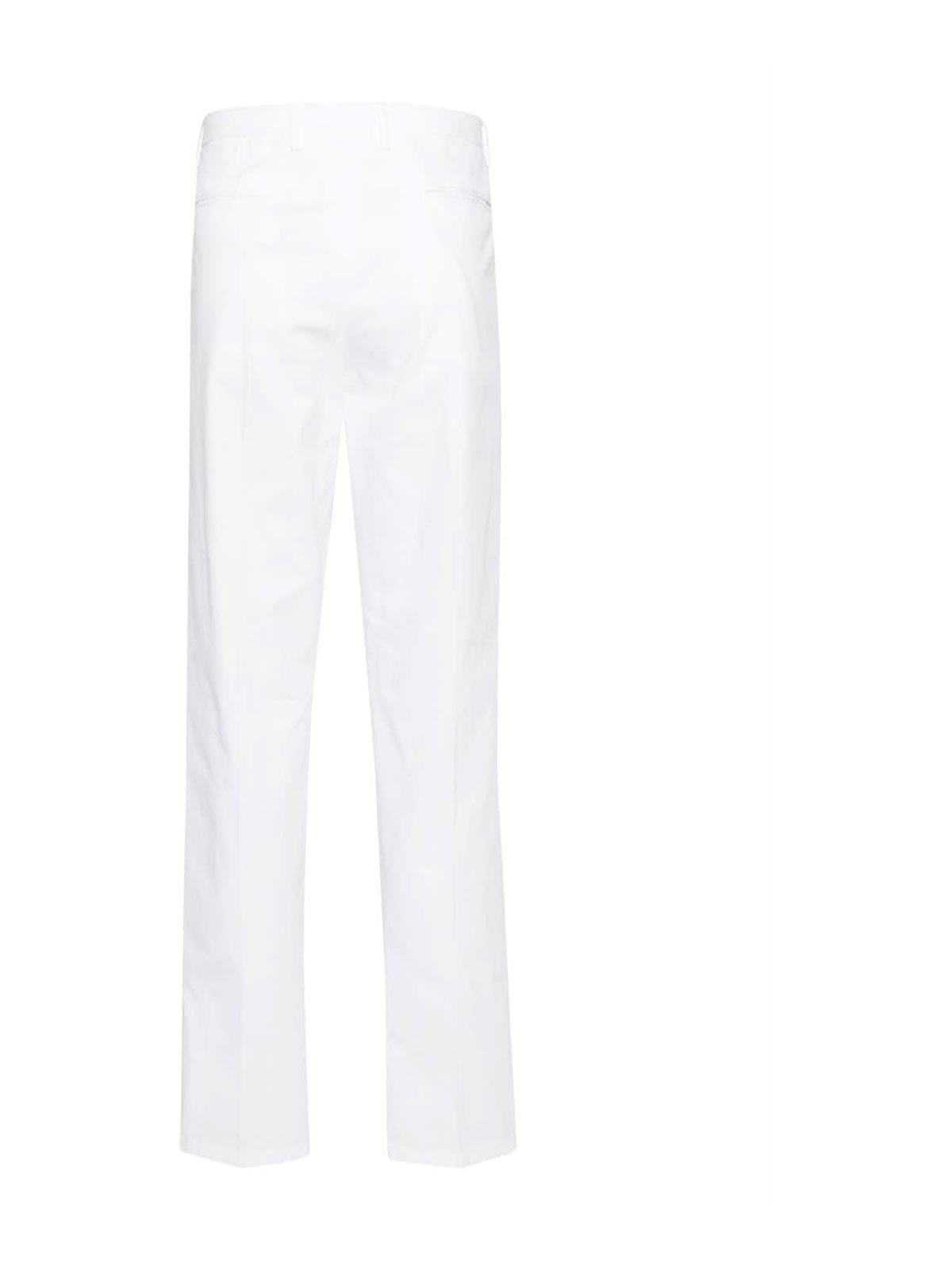 Shop Boglioli Cotton Trousers In Blanco