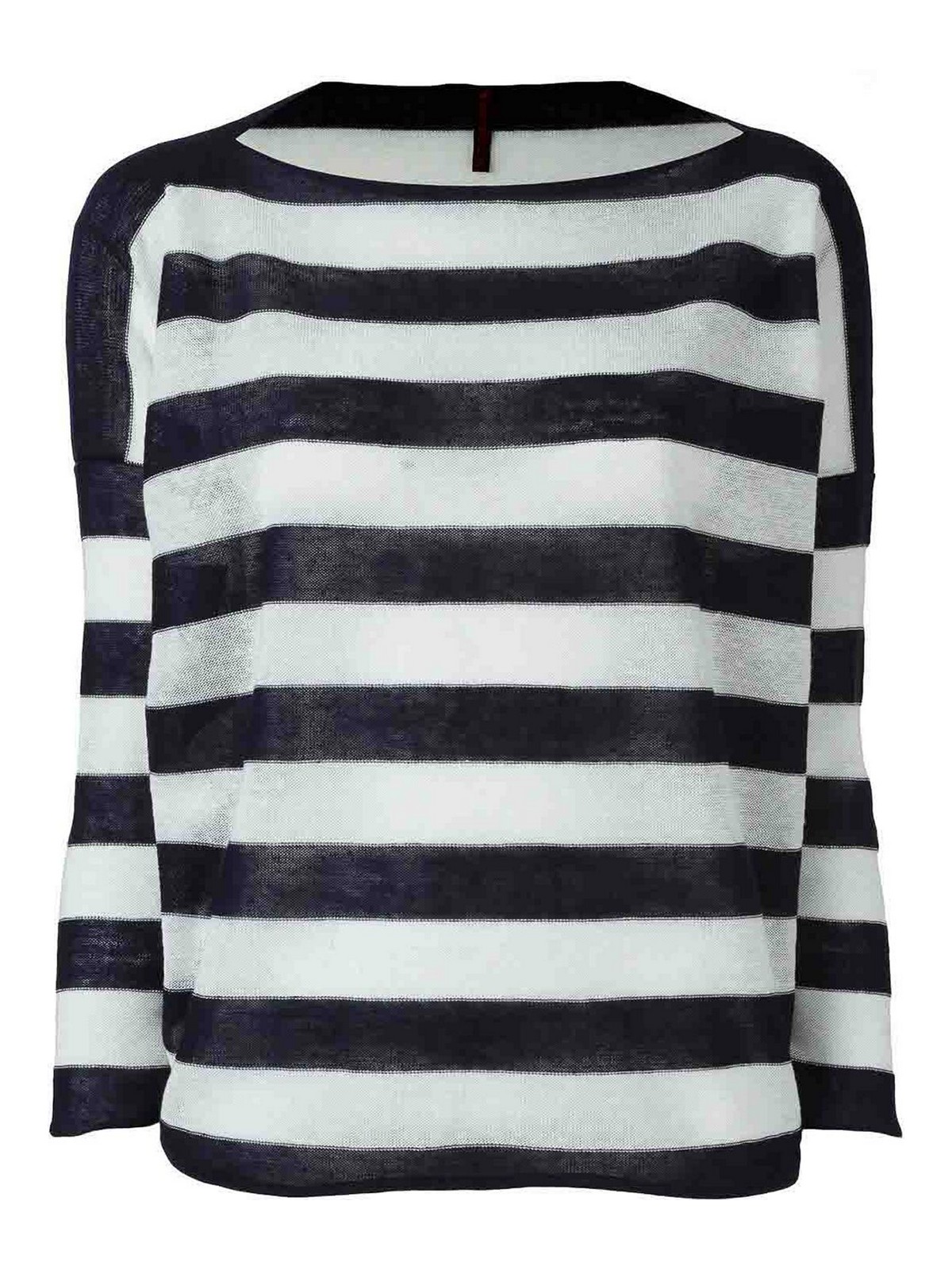 Daniela Gregis Striped Cotton Boat Neck Sweater In Azul