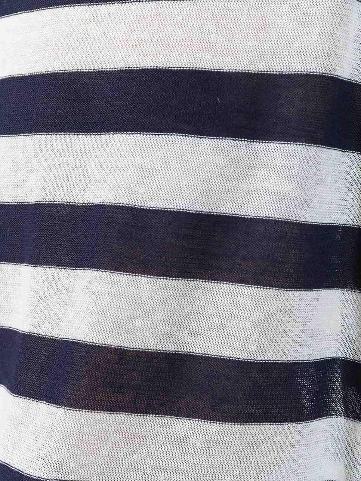 Shop Daniela Gregis Striped Cotton Boat Neck Sweater In Azul