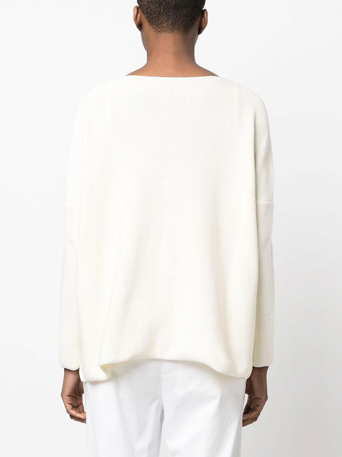 Shop Daniela Gregis Cotton Boat Neck Sweater In Blanco