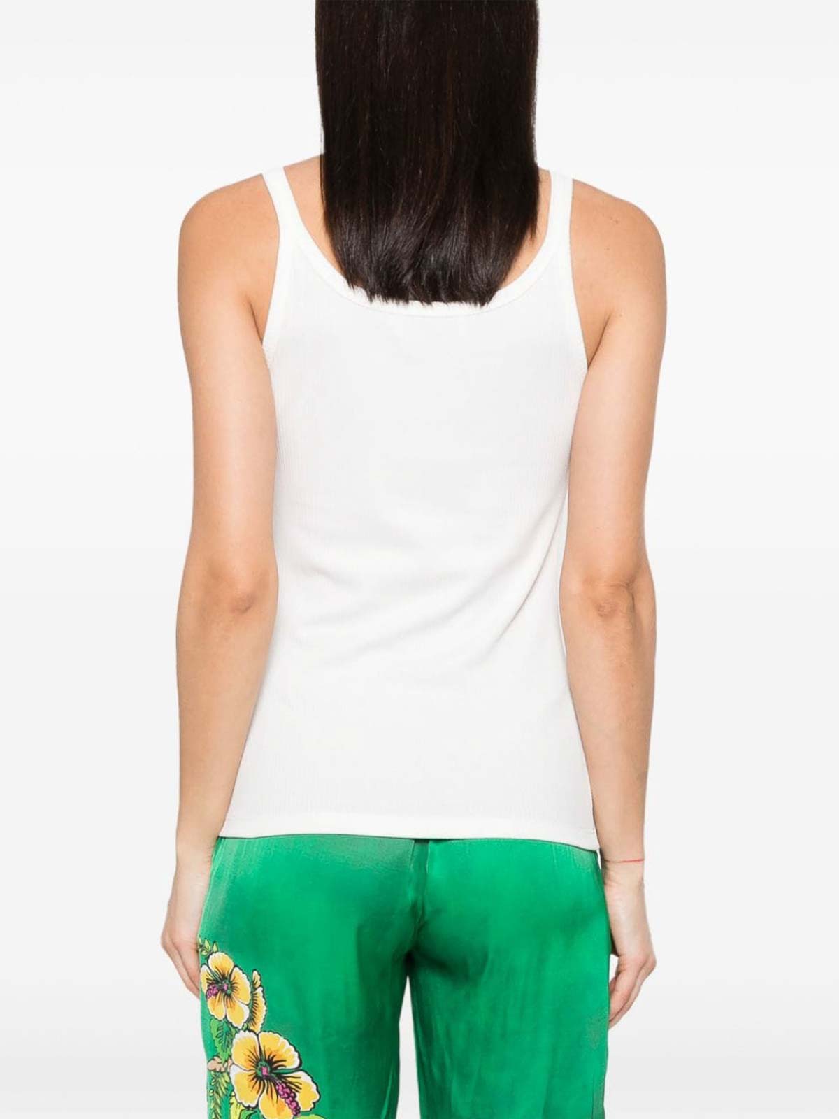 Shop Ermanno Firenze Embroidered Tank Top In White