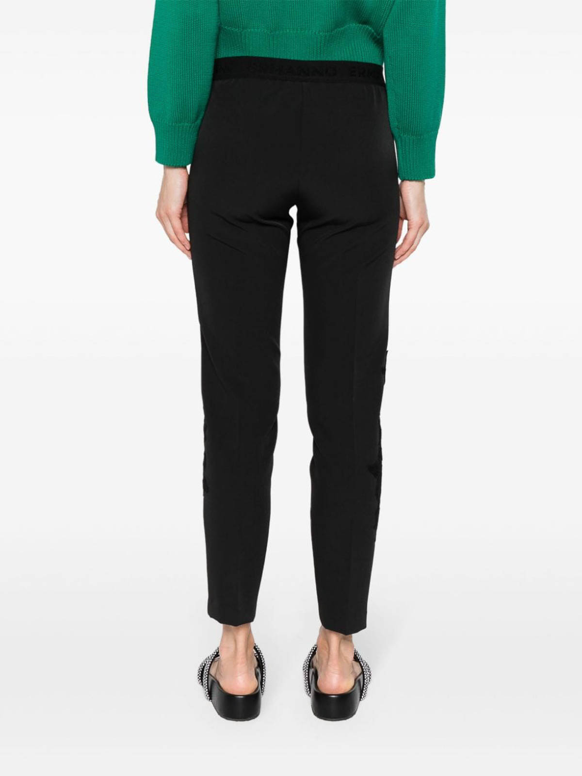 Shop Ermanno Firenze Embroidered Trousers In Negro