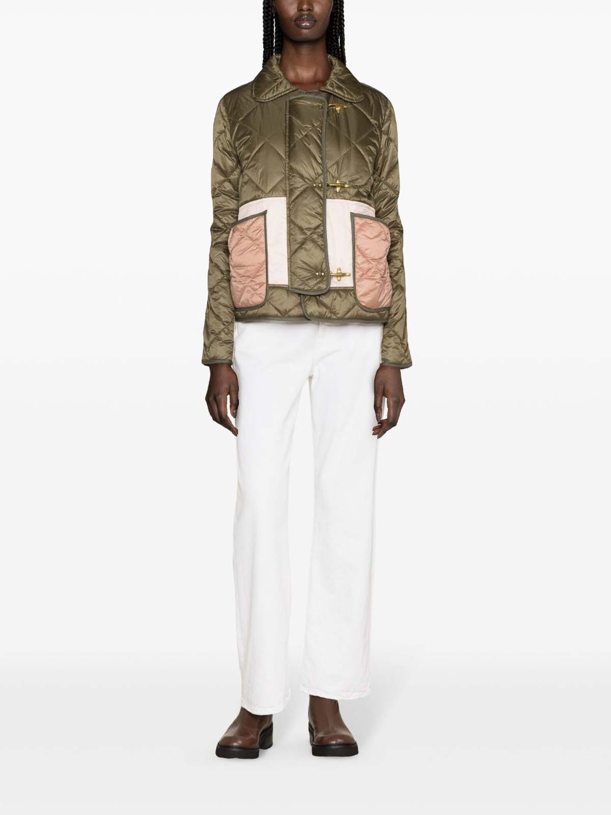 Shop Fay Quilted Mini 3-hook Caban Jacket In Verde