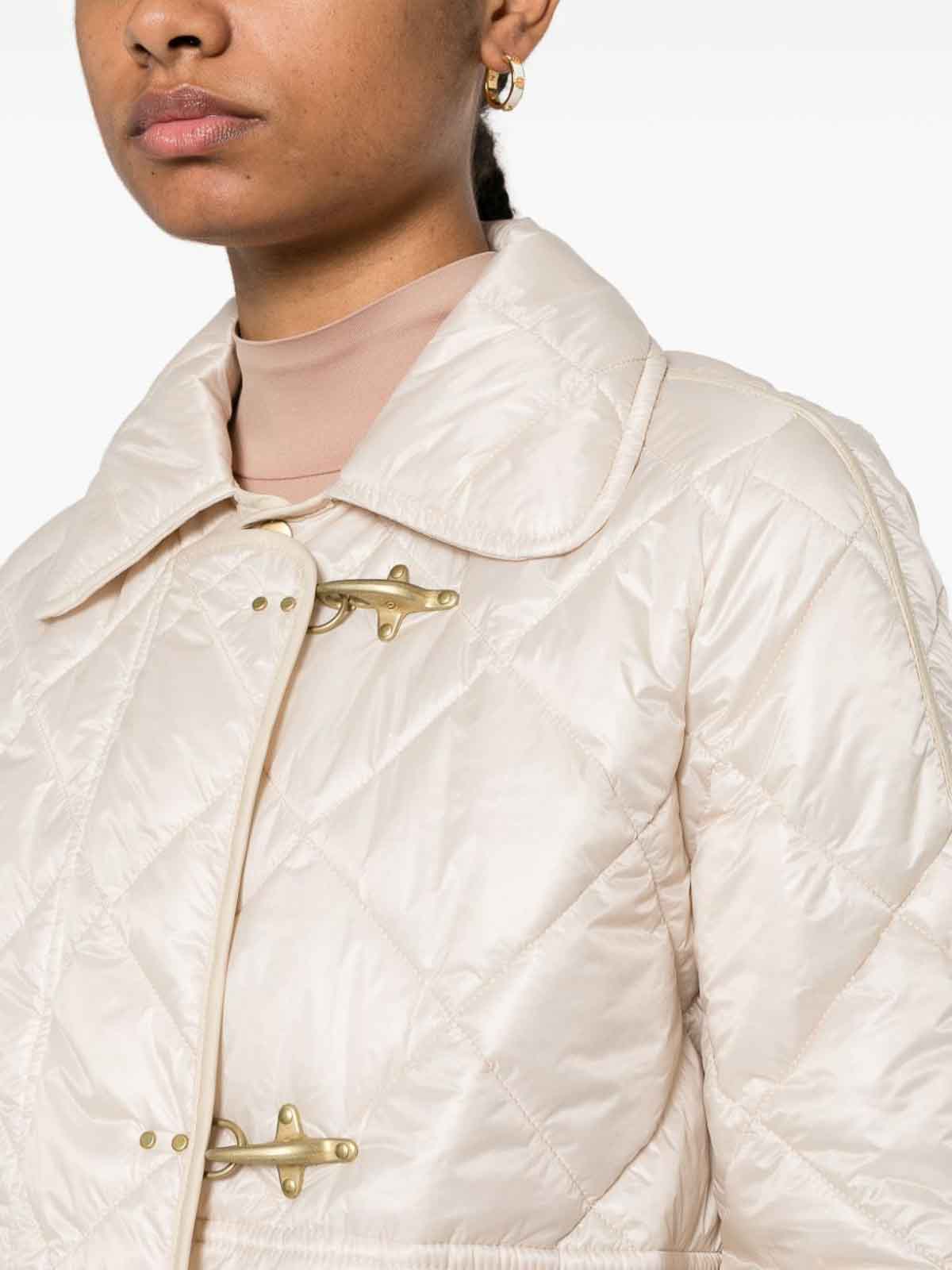 Shop Fay Quilted Mini 3-hook Caban Jacket In Blanco