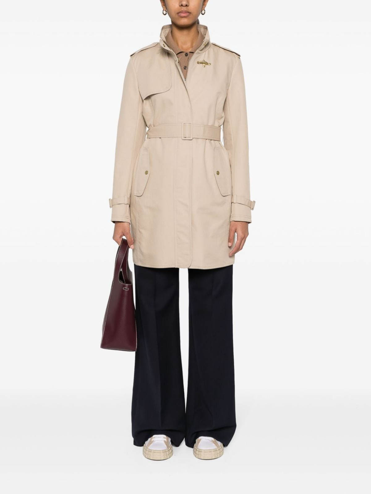 Shop Fay Virginia Cotton Twill Trench Coat In Beis