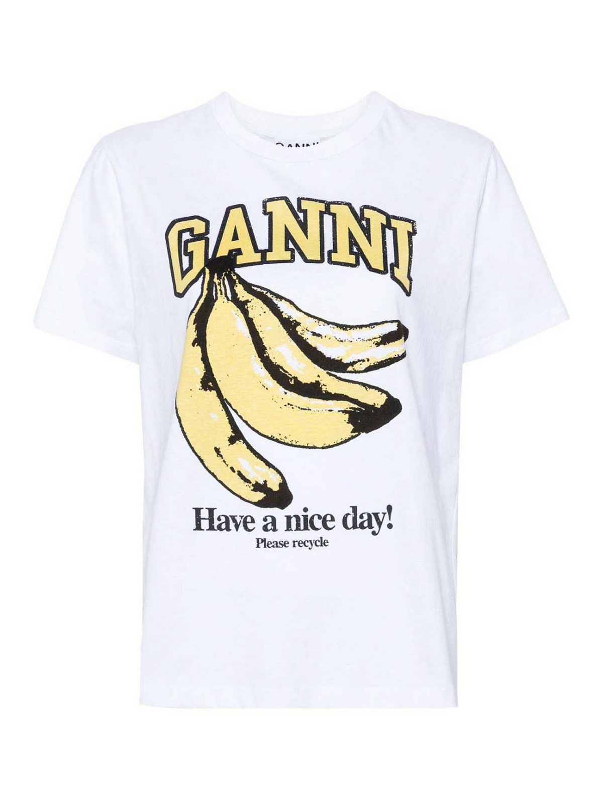 Shop Ganni Camiseta - Blanco In White