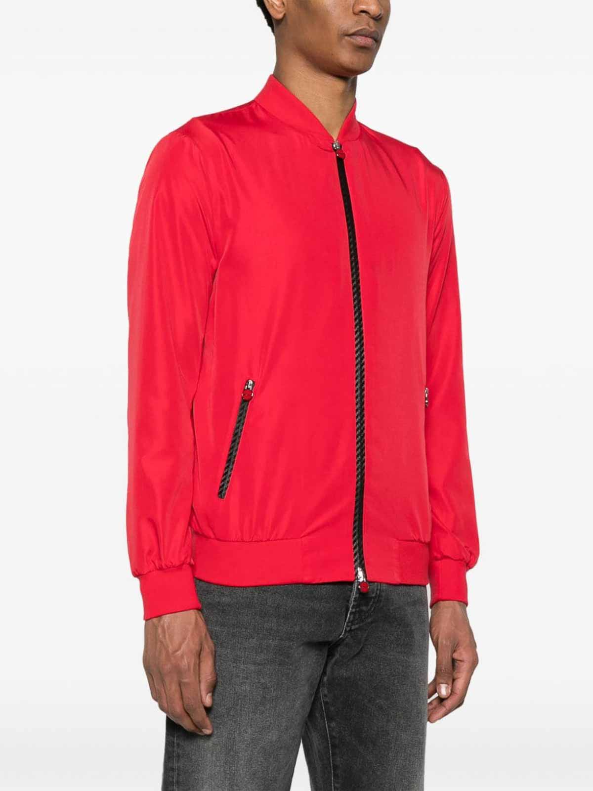 Shop Kiton Zipped Bomber Jacket In Rojo