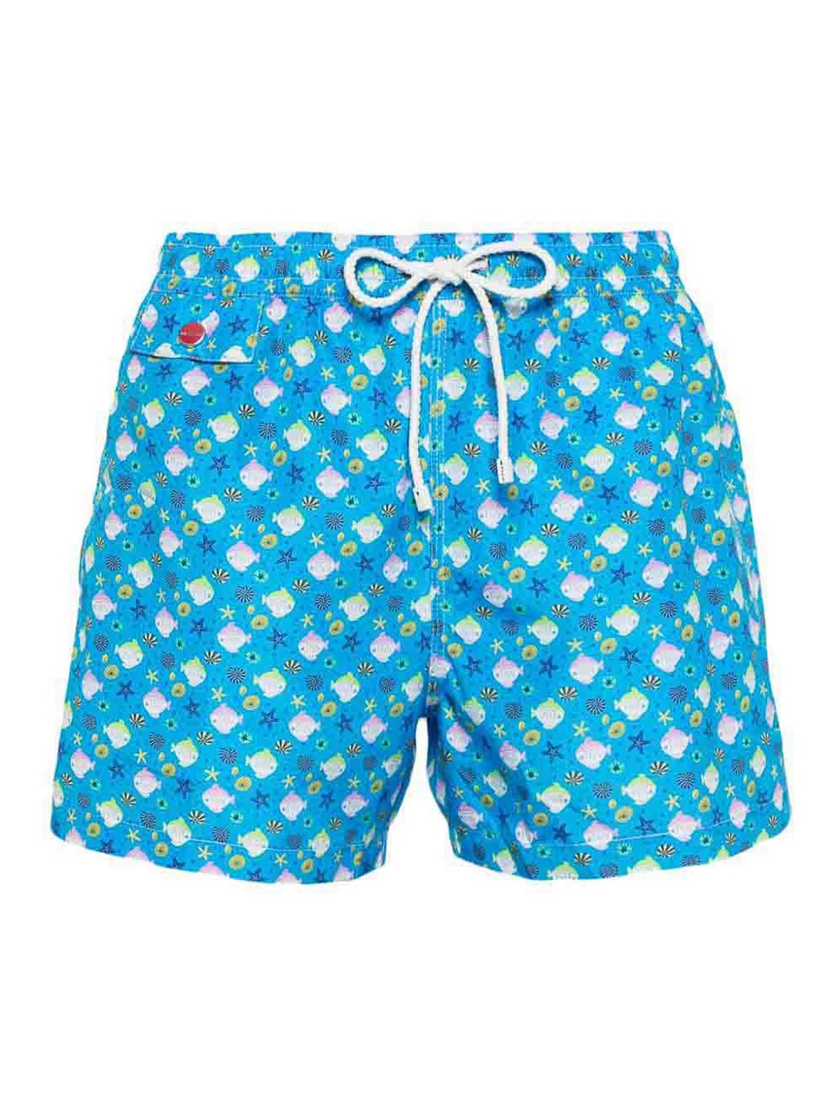 Shop Kiton Printed Swim Shorts In Azul
