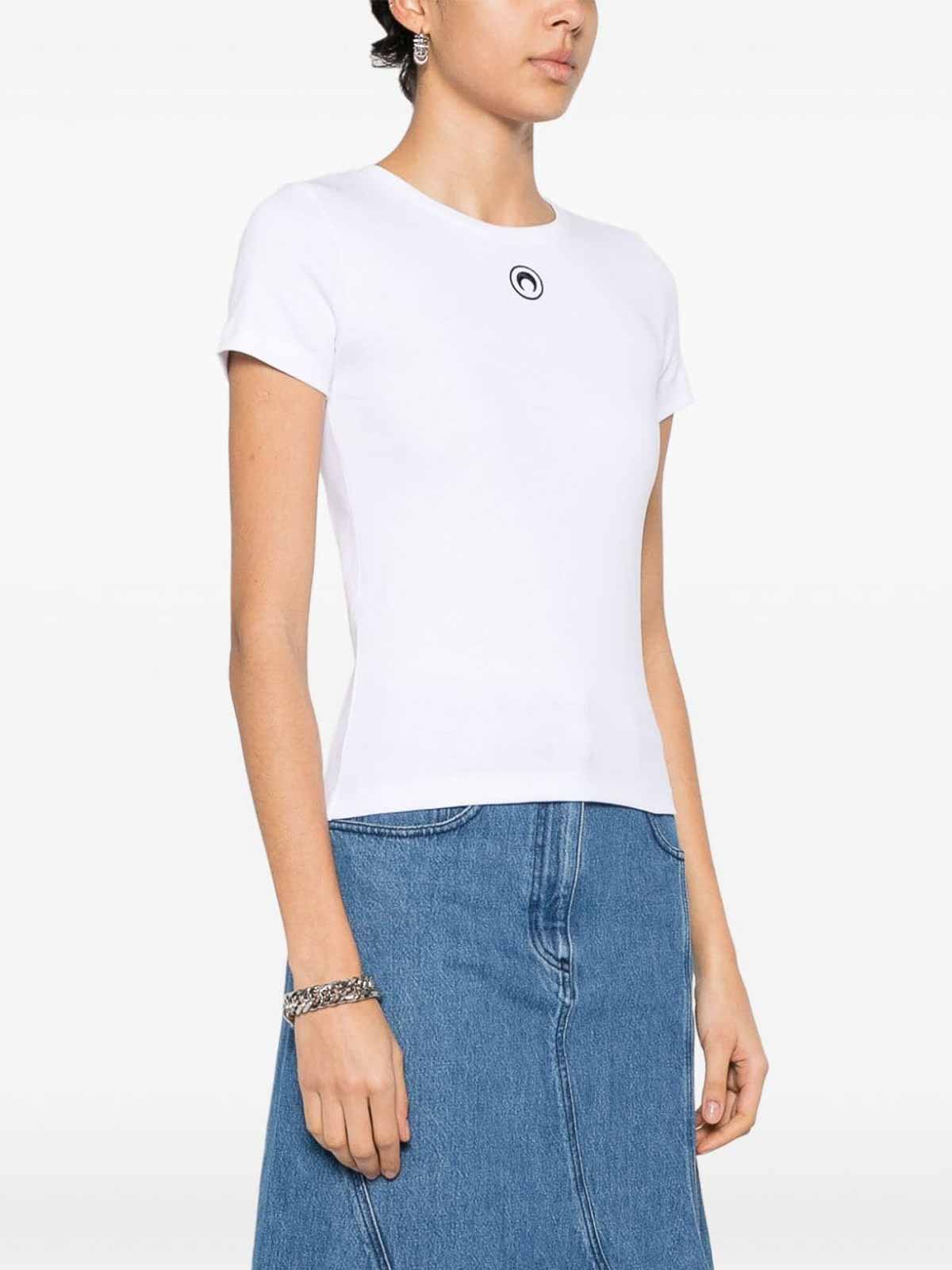 Marine Serre Logo Organic Cotton T-Shirt|WTT012CJER0008WH10