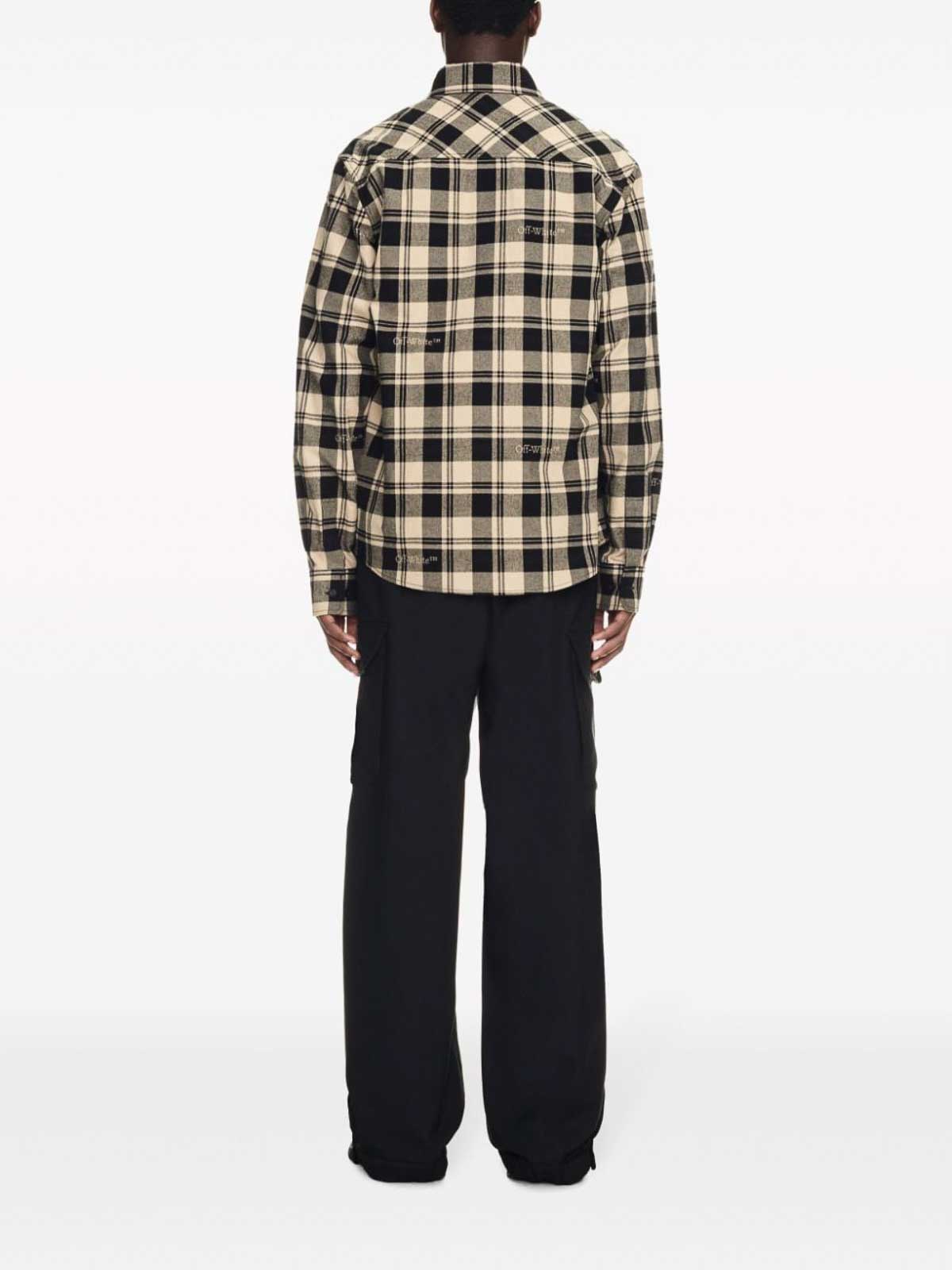 Shop Off-white Checked Flannel Shirt In Negro