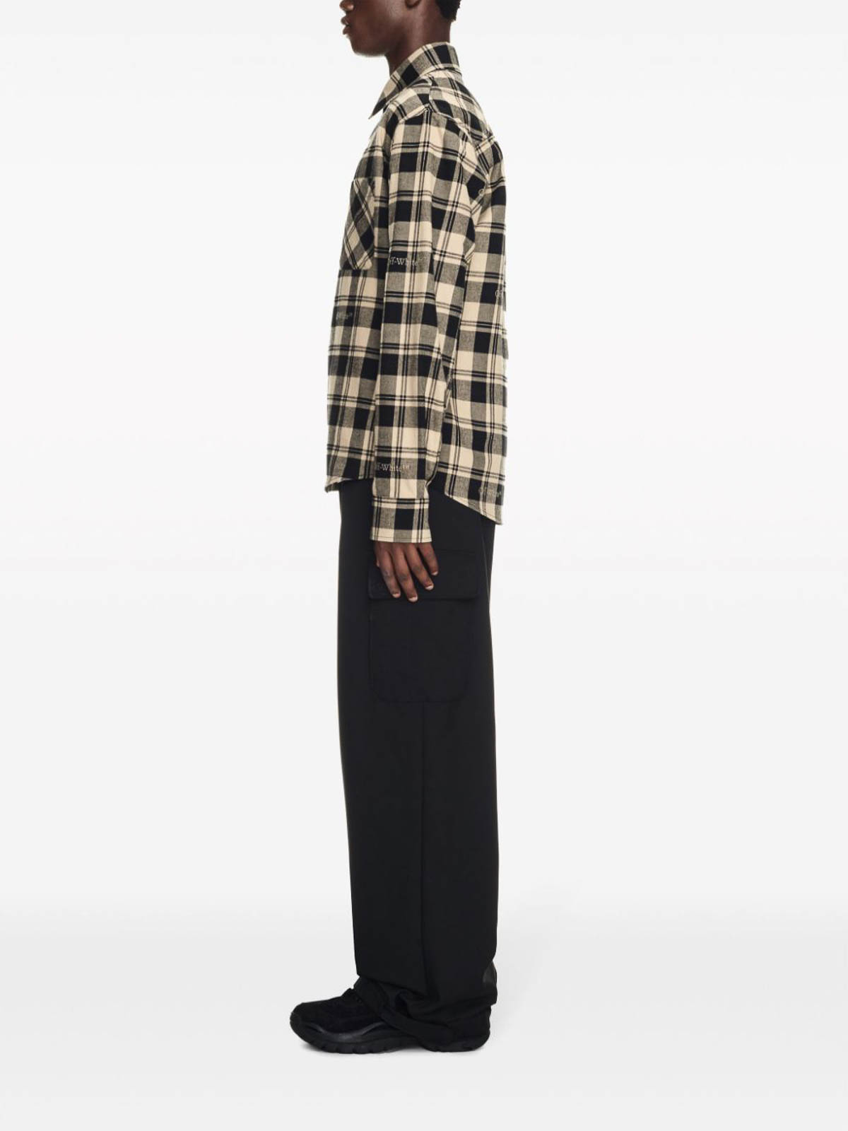 Shop Off-white Checked Flannel Shirt In Negro