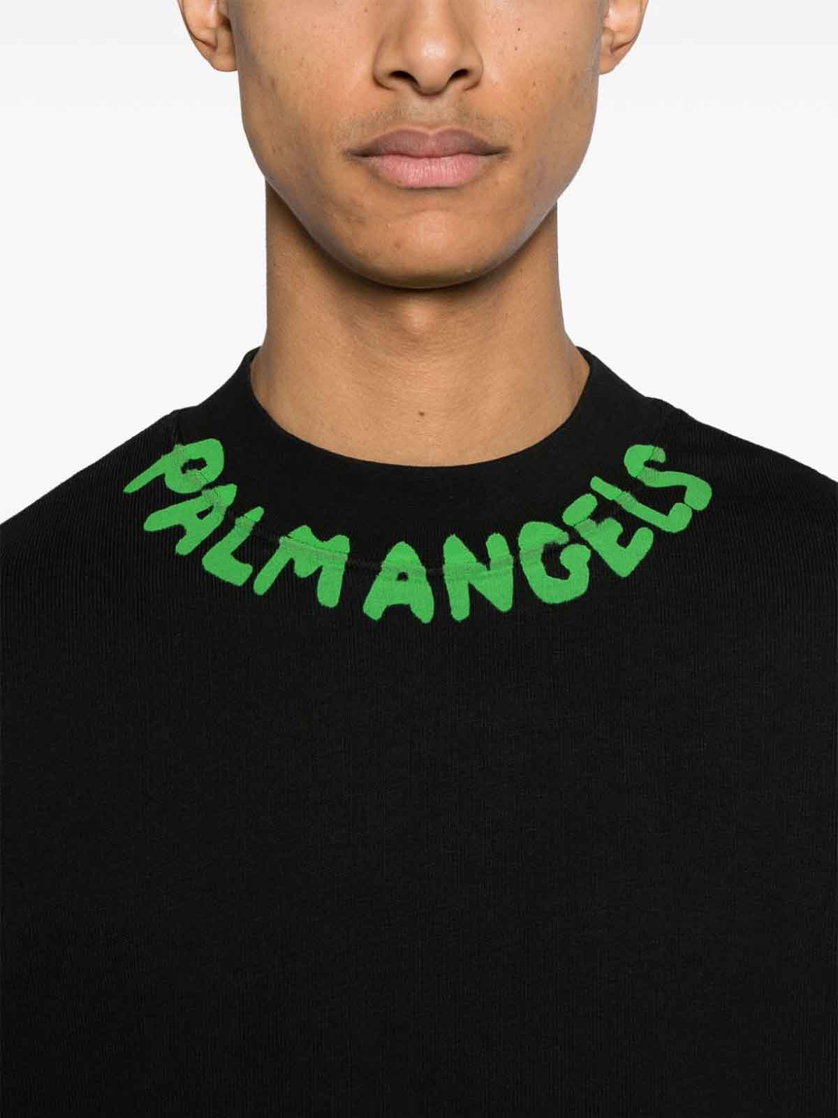 Shop Palm Angels Logo Cotton Sweatshirt In Negro