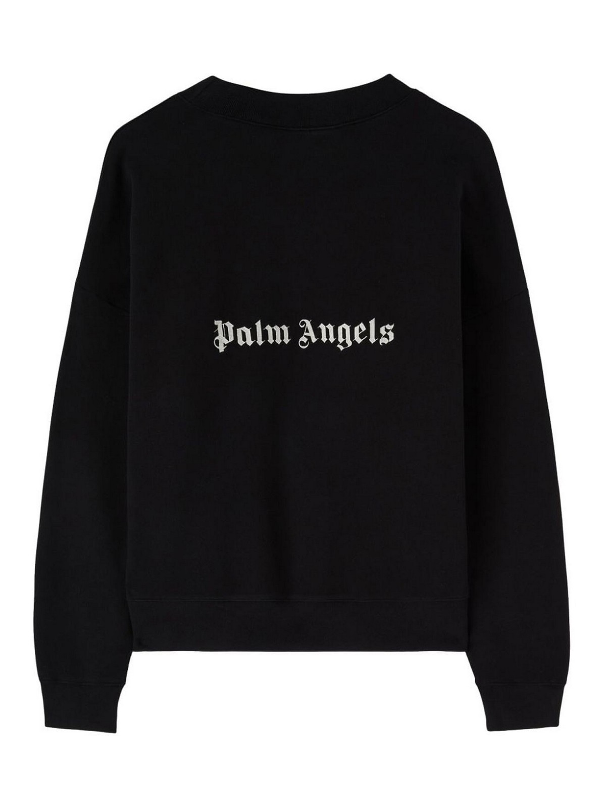 Shop Palm Angels Logo Cotton Sweatshirt In Negro