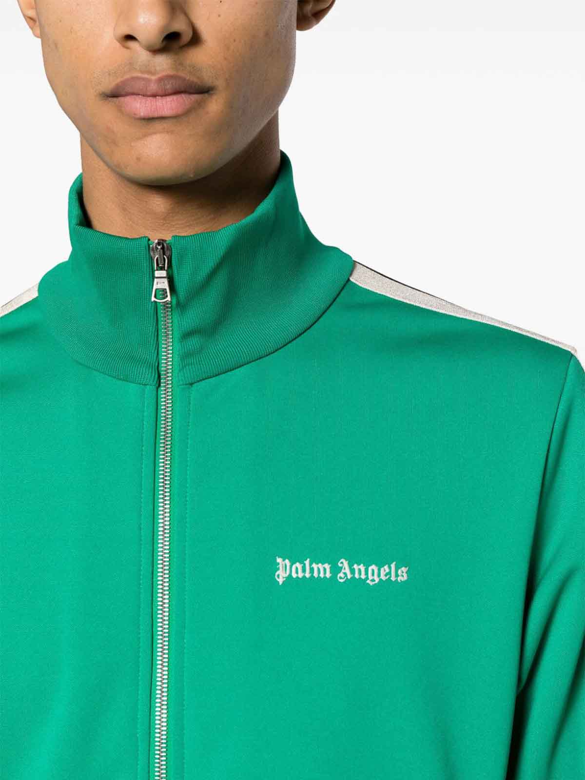 Shop Palm Angels Logo Track Jacket In Verde