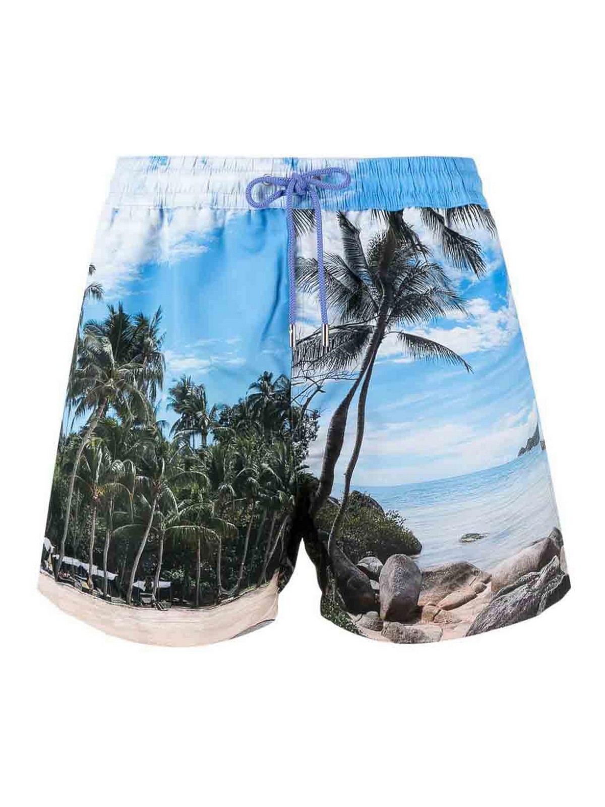 Shop Paul Smith Paradise Print Swim Shorts In Blue