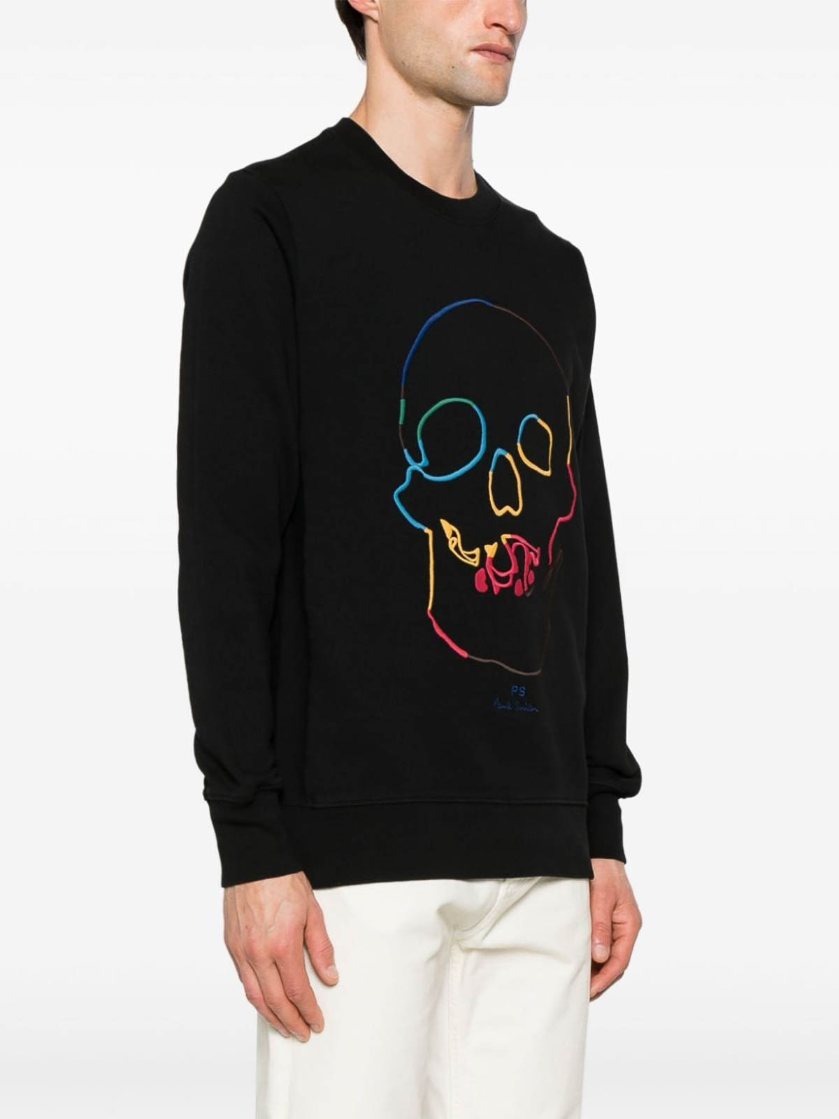 Shop Paul Smith Embroidered Skull Cotton Sweatshirt In Black