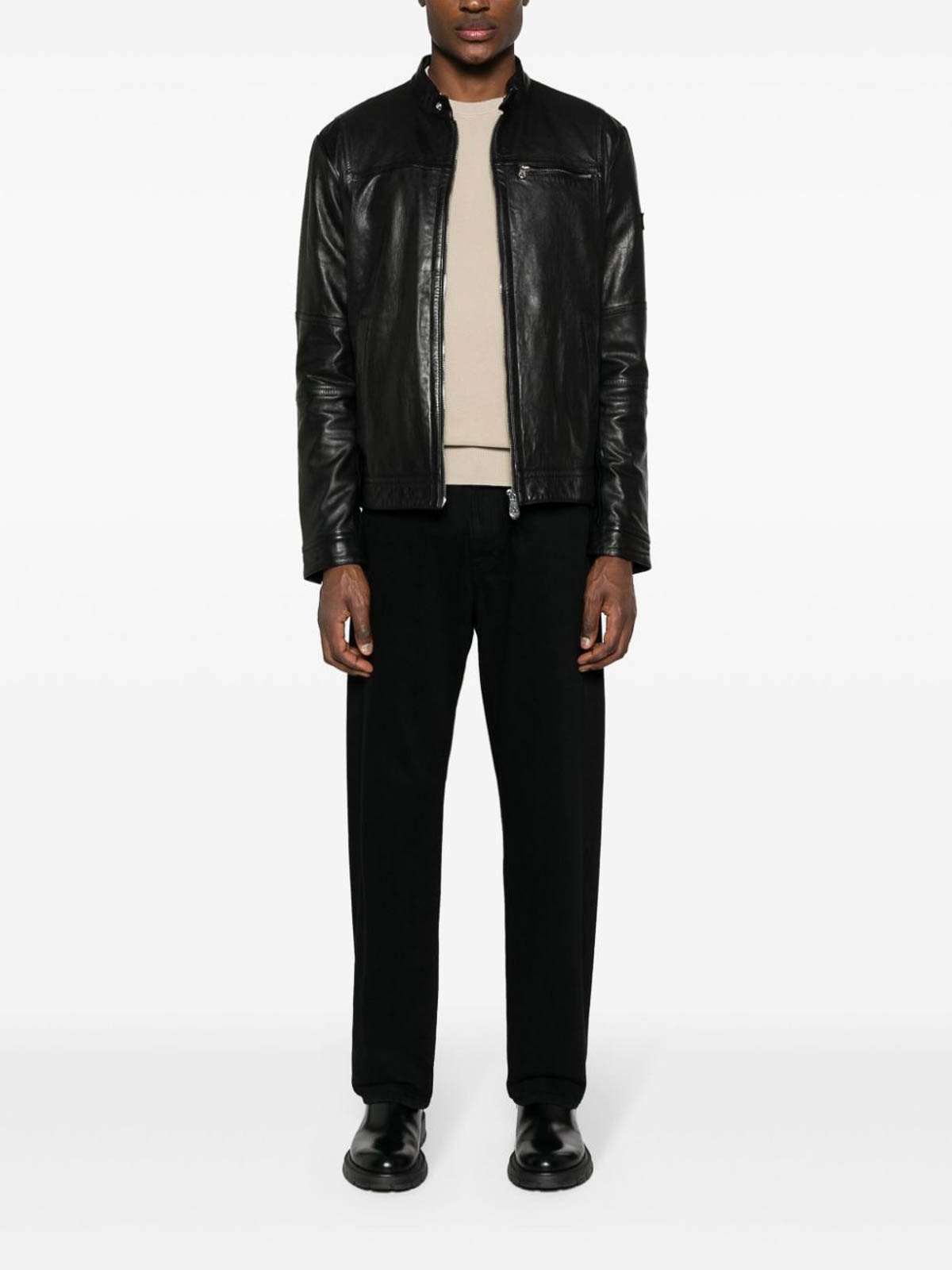 Shop Peuterey Saguaro Leather Jacket In Negro