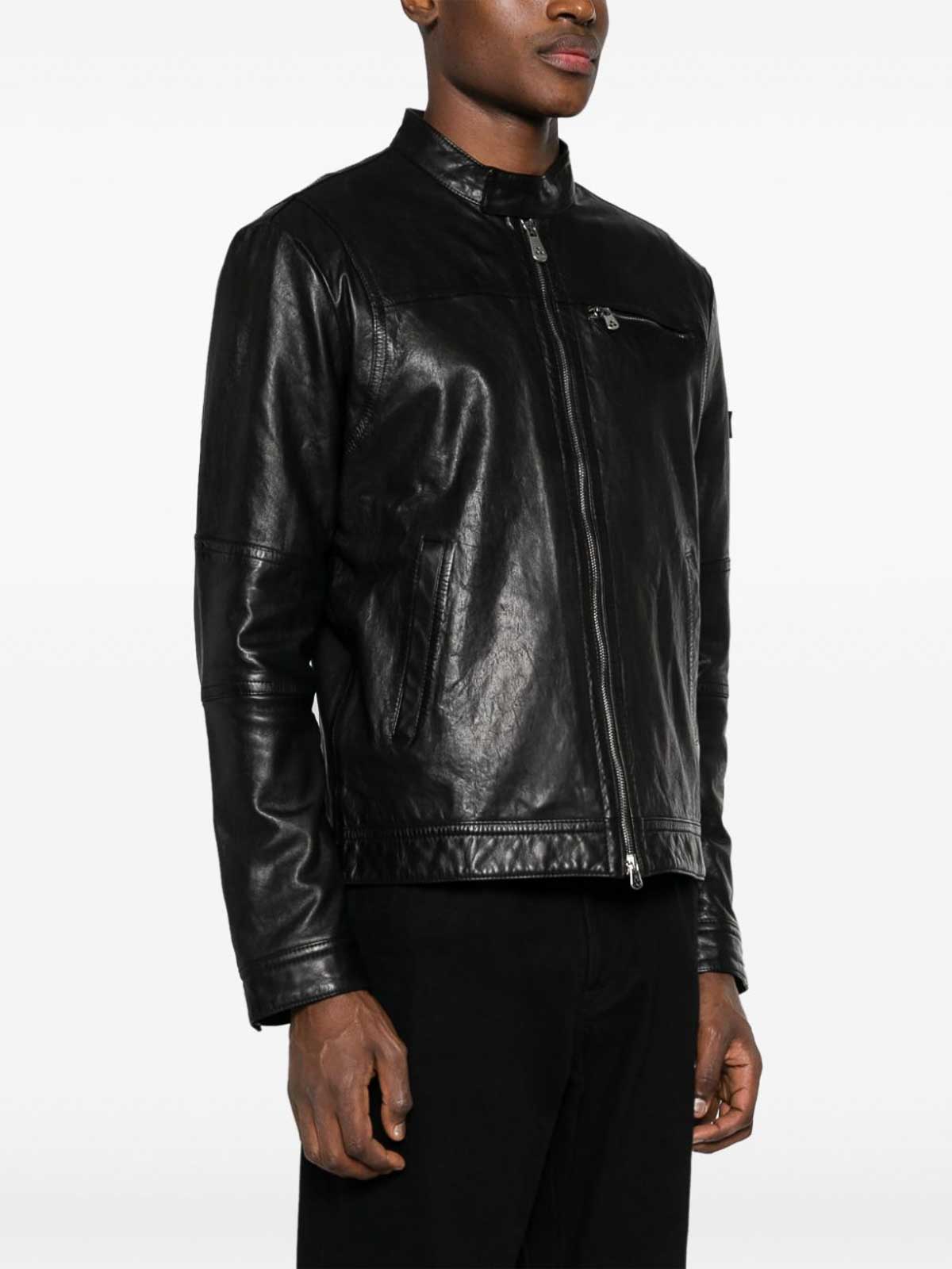 Shop Peuterey Saguaro Leather Jacket In Negro