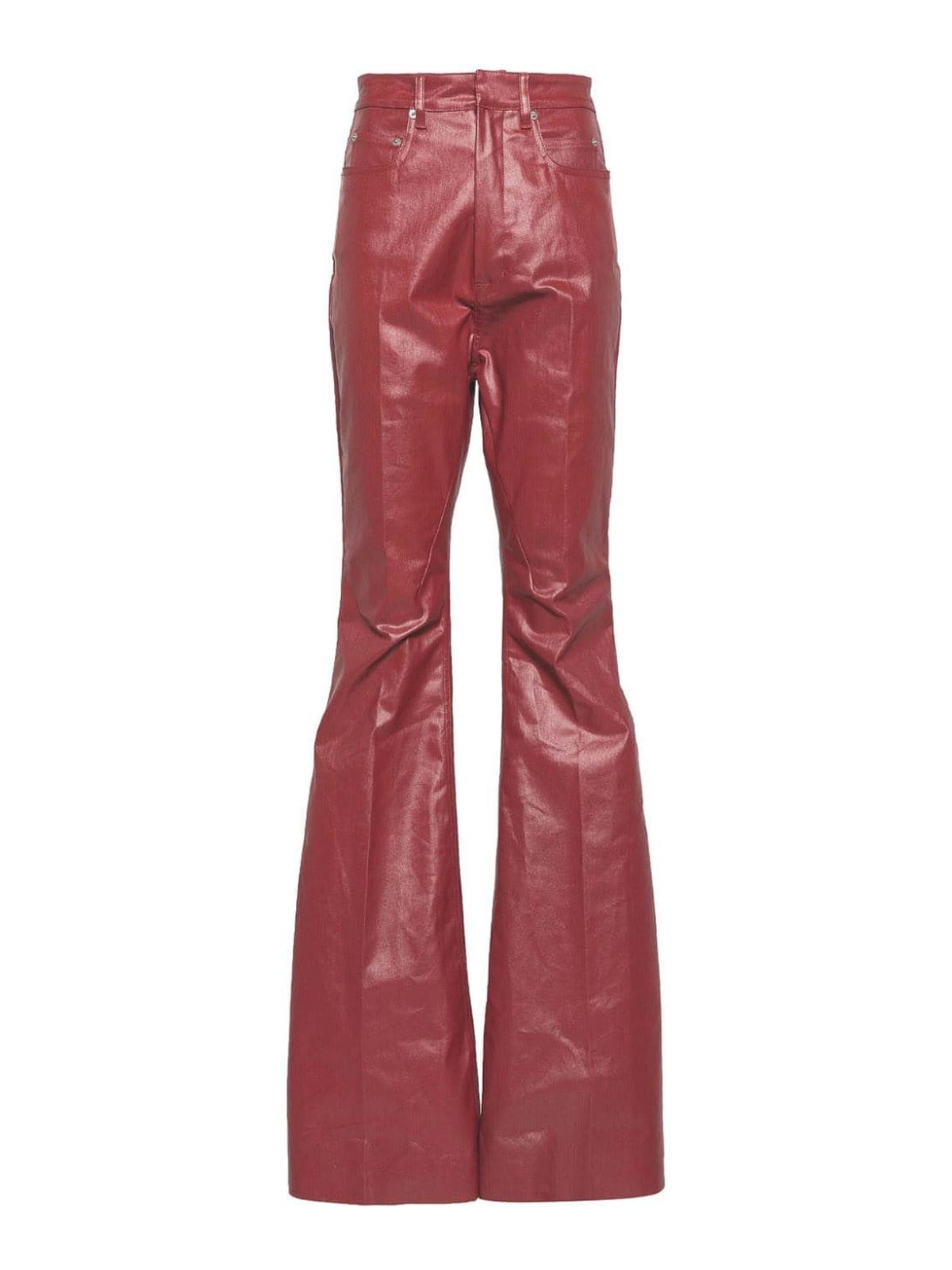 Shop Rick Owens Denim Bootcut Trousers In Rojo
