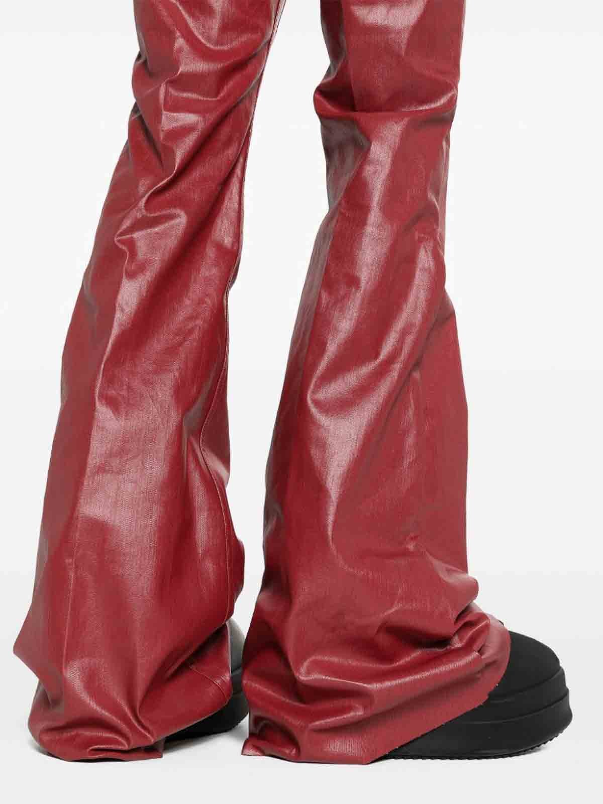 Shop Rick Owens Denim Bootcut Trousers In Rojo