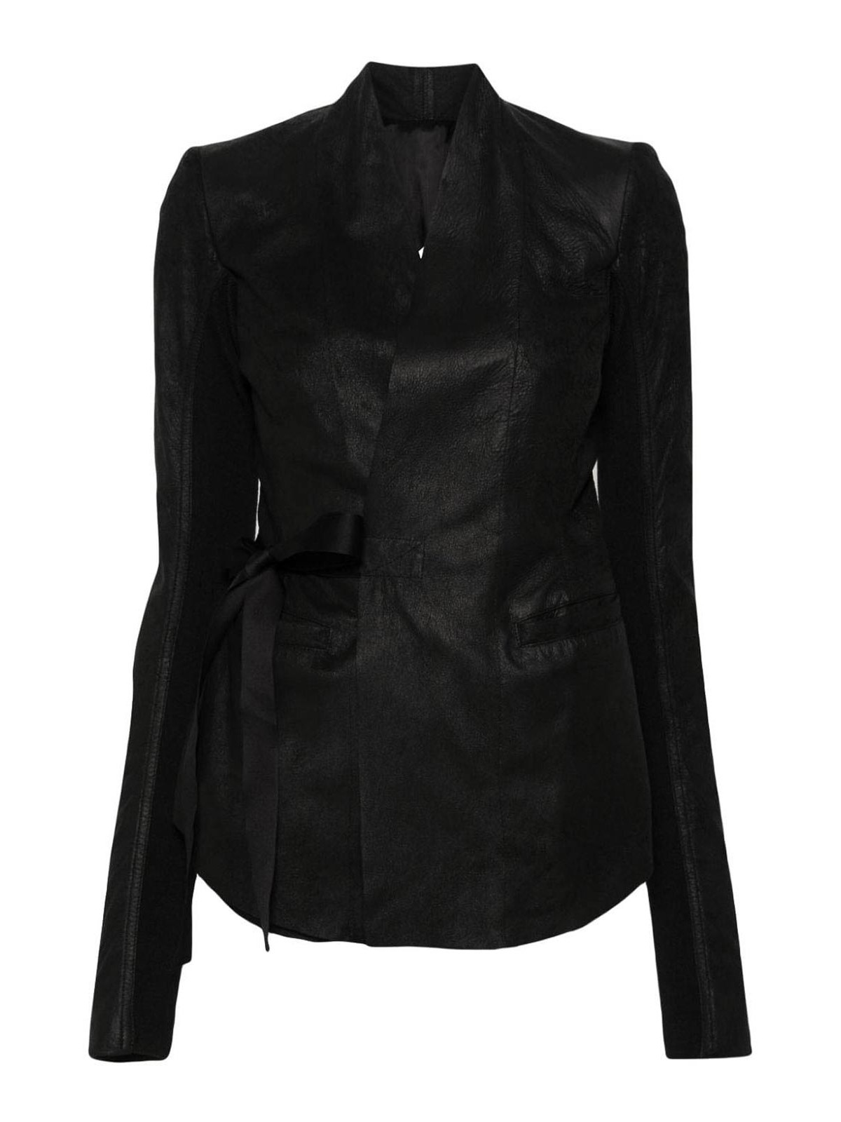 Shop Rick Owens Leather Jacket In Negro