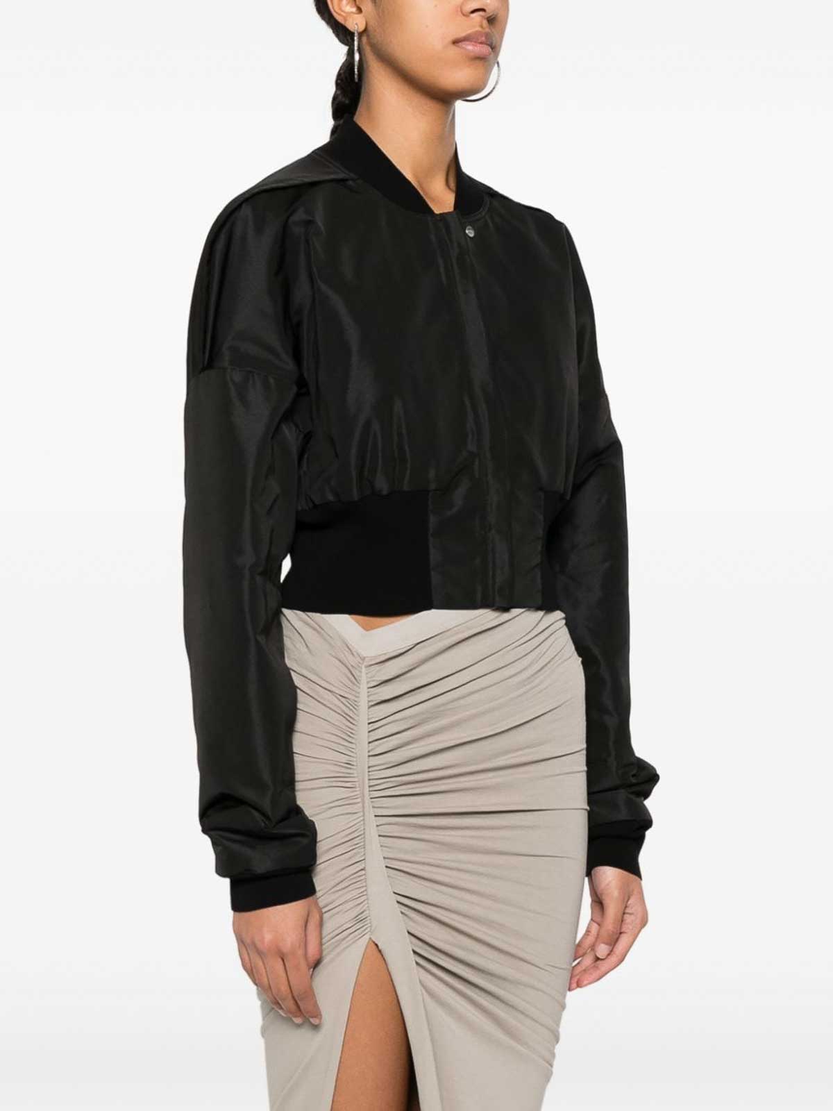 Shop Rick Owens Cropped Bomber Jacket In Negro