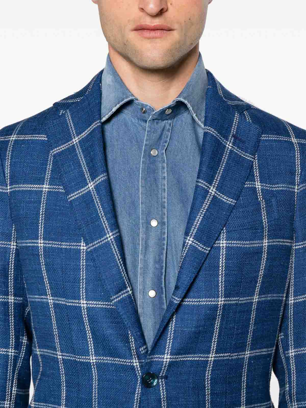Shop Sartorio Wool And Cotton Blend Jacket In Azul