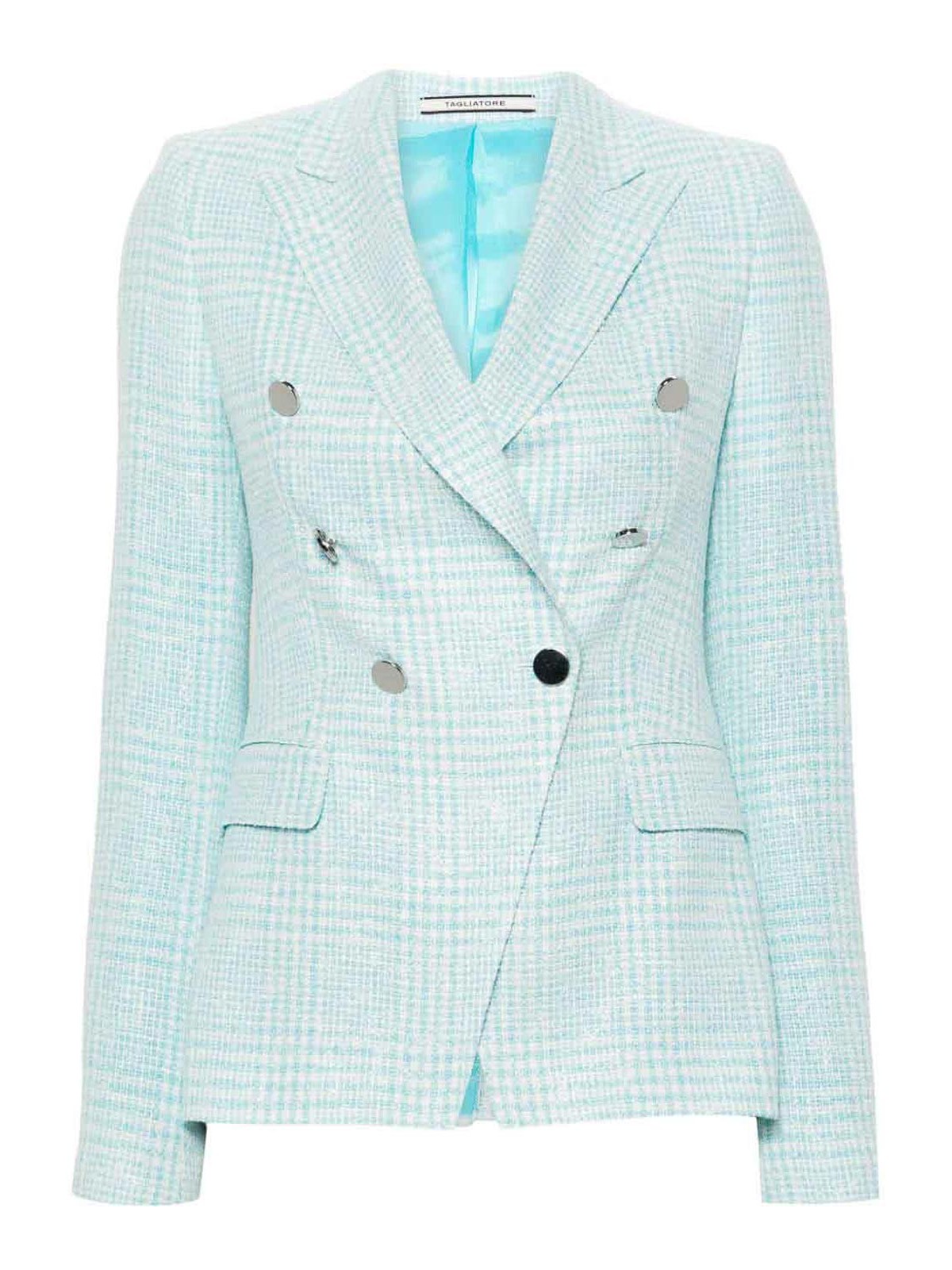 Tagliatore Cotton Blend Double-breasted Jacket In Azul
