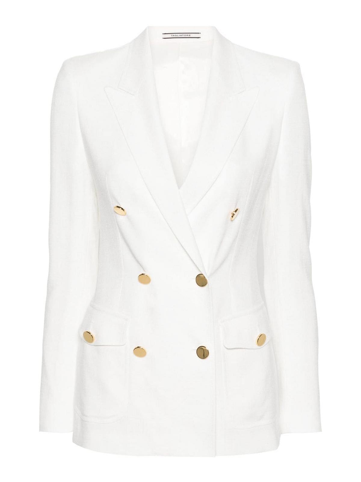Shop Tagliatore Double-breasted Jacket In Blanco