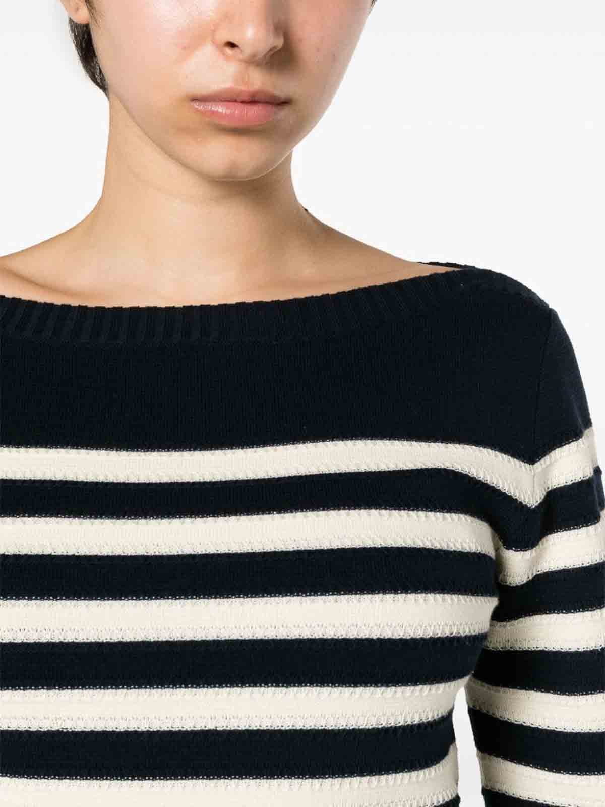 Shop Woolrich Striped Cotton Sweater In Blue