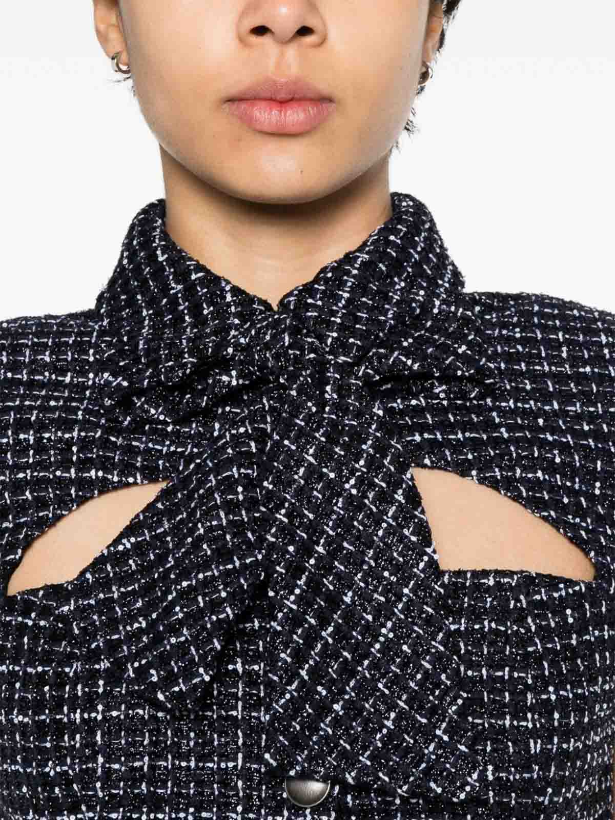Shop Alessandra Rich Checked Tweed Cropped Jacket In Azul