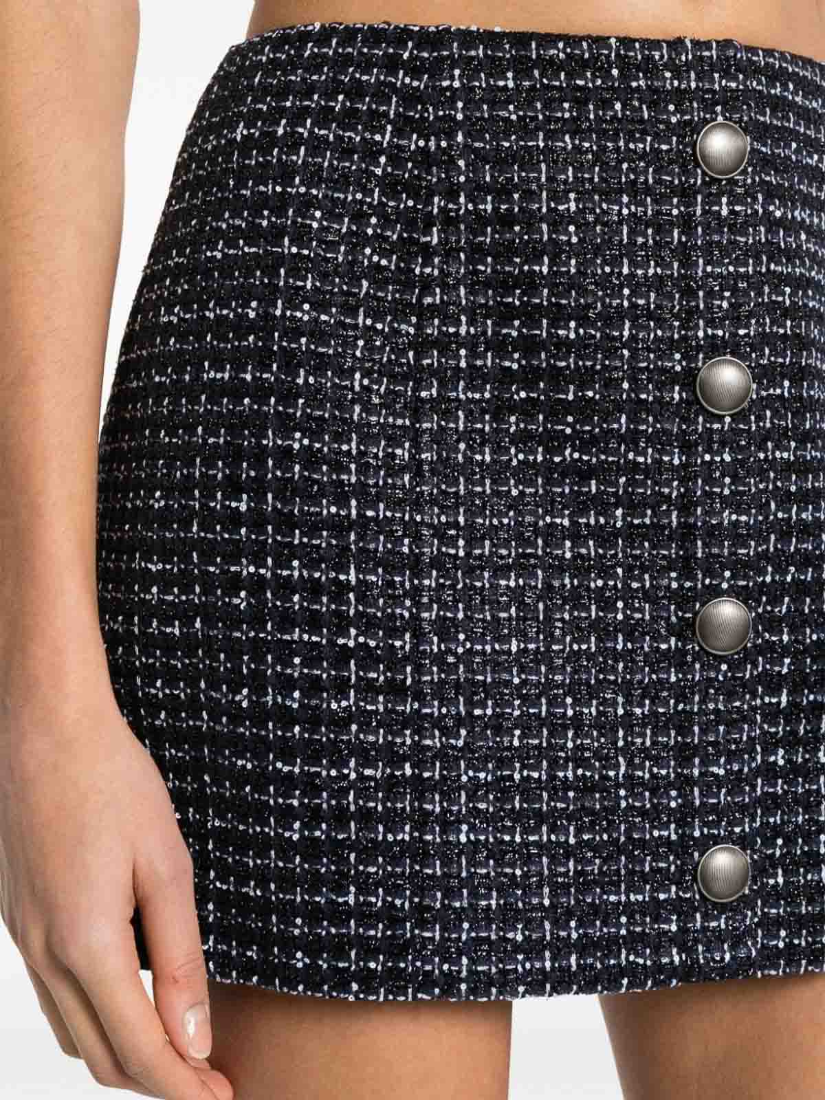 Shop Alessandra Rich Sequin Checked Tweed Mini Skirt In Azul