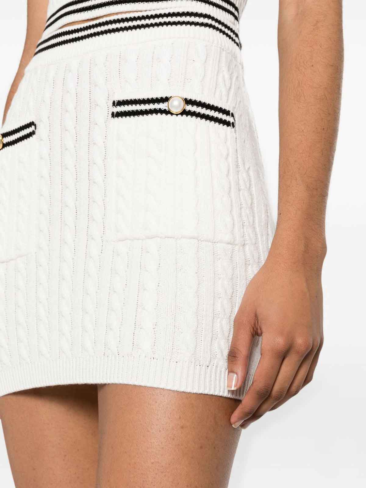 Shop Alessandra Rich Cable Knitted Mini Skirt In Blanco